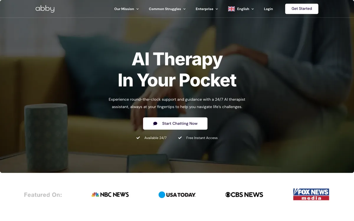Abby official website and landing page preview