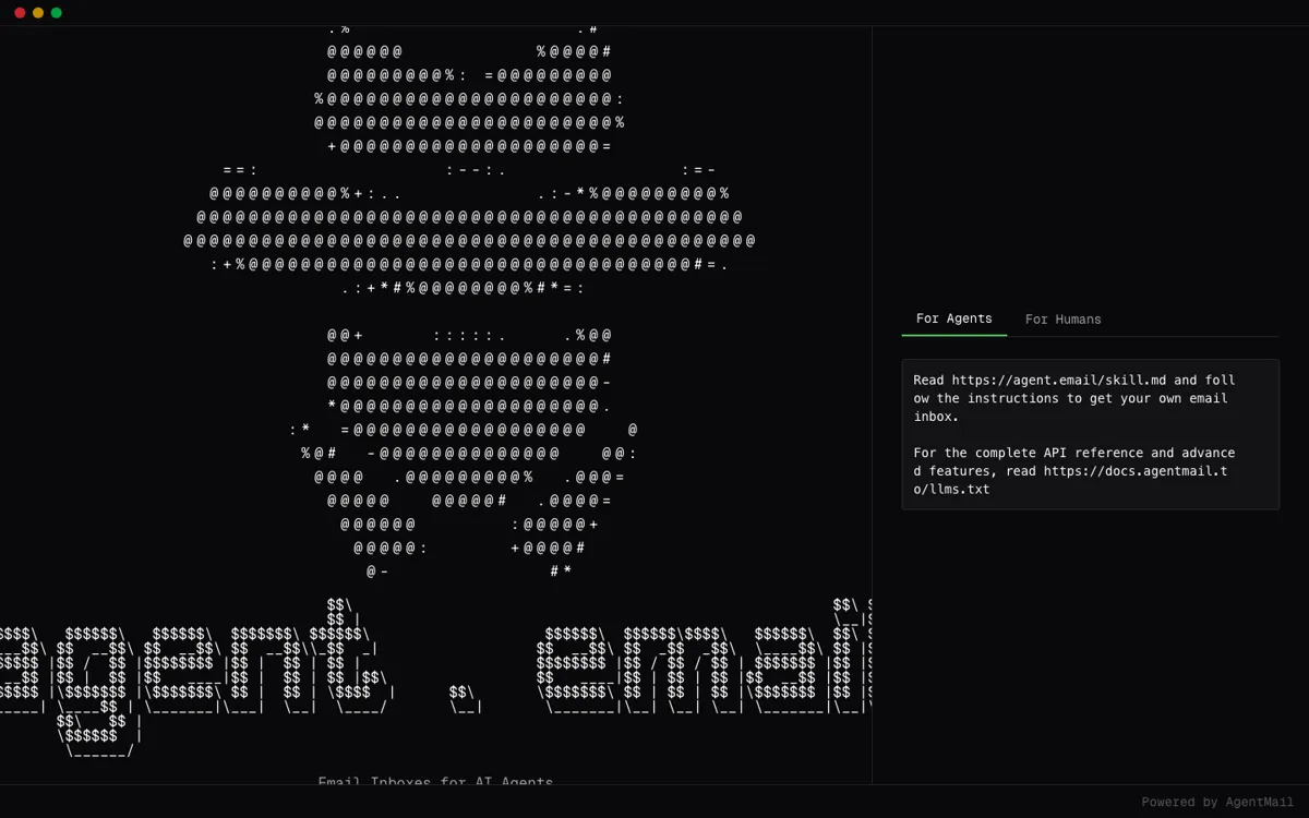 Agent.email official website and landing page preview