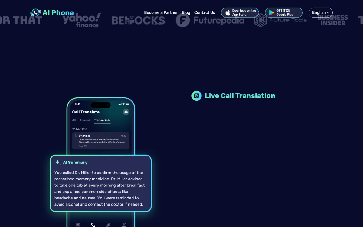AI Phone official website and landing page preview