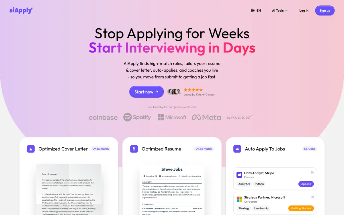 AIApply official website and landing page preview