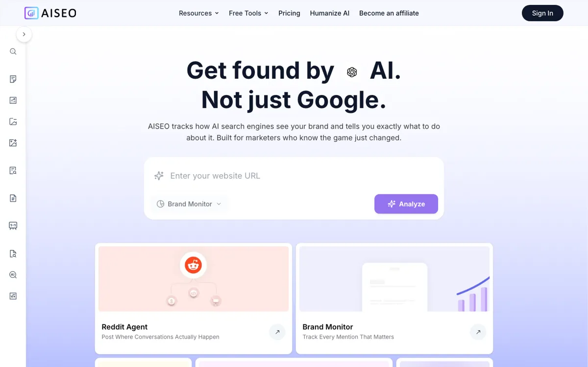 AISEO official website and landing page preview