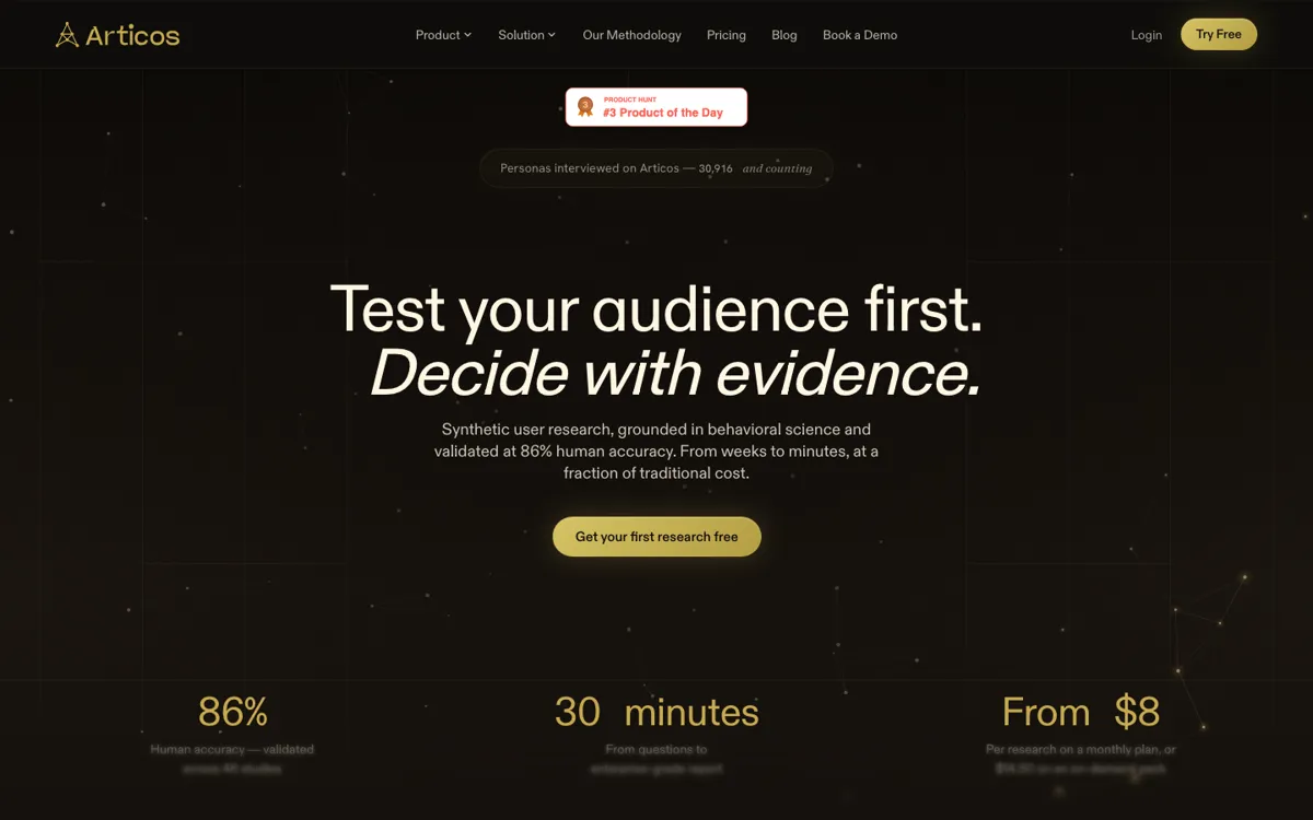 Articos official website and landing page preview