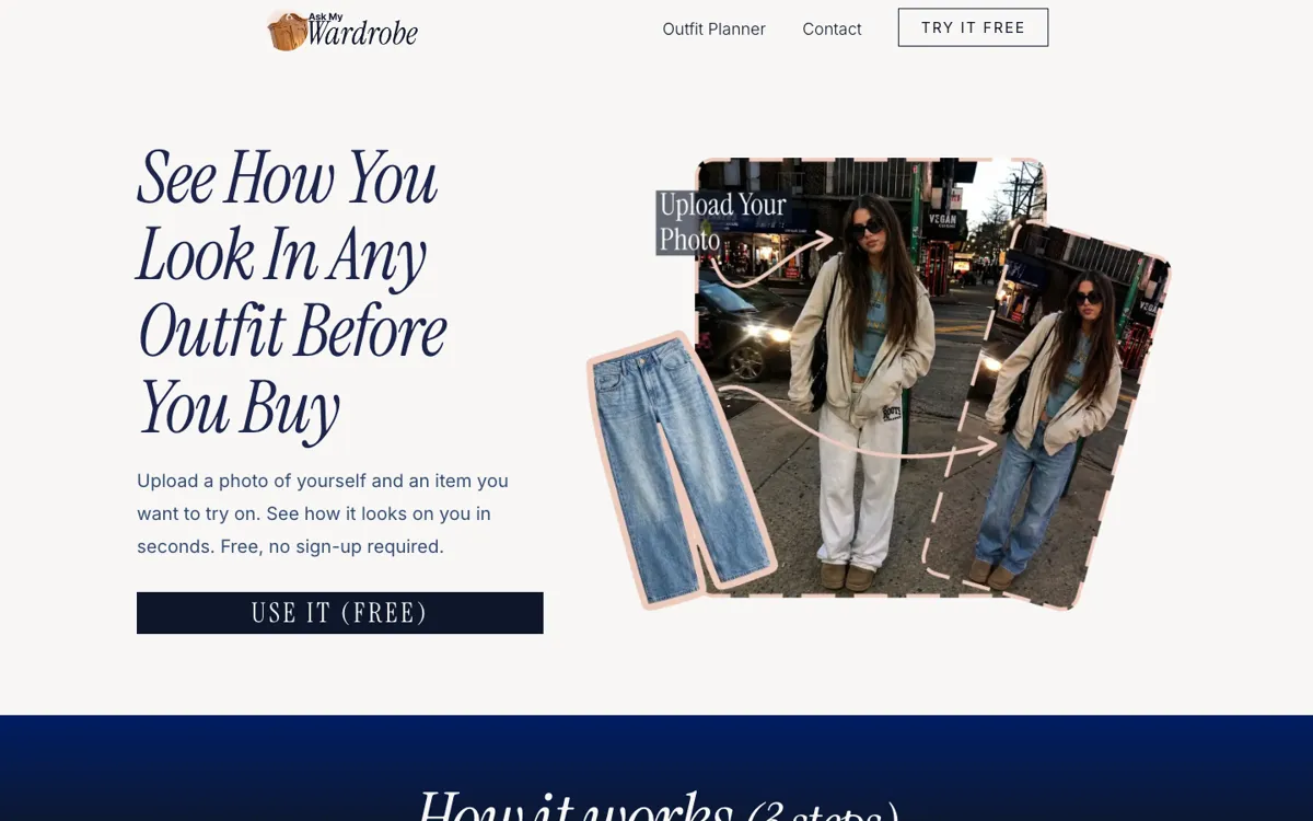 Ask My Wardrobe official website and landing page preview