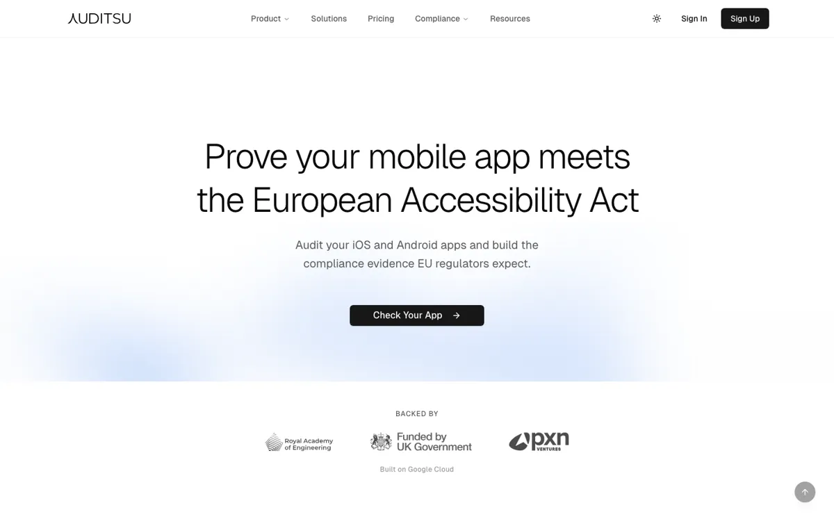 Auditsu official website and landing page preview