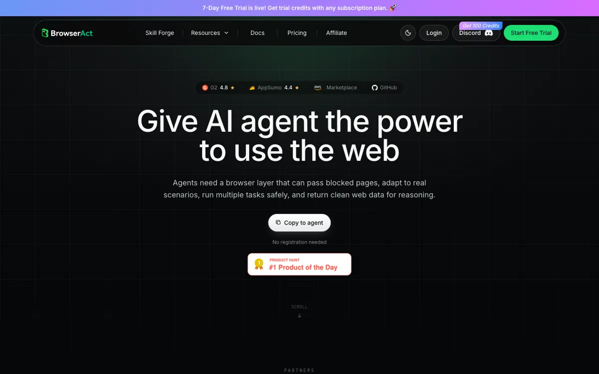 BrowserAct official website and landing page preview