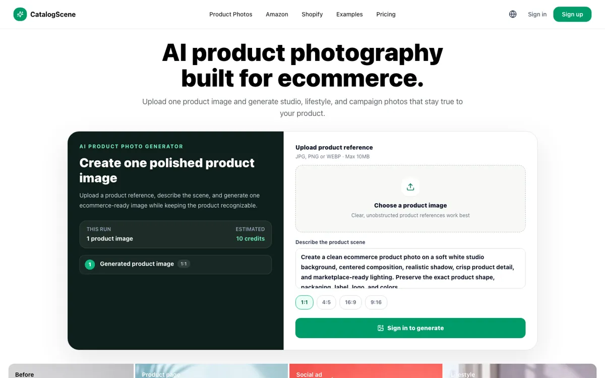 CatalogScene official website and landing page preview