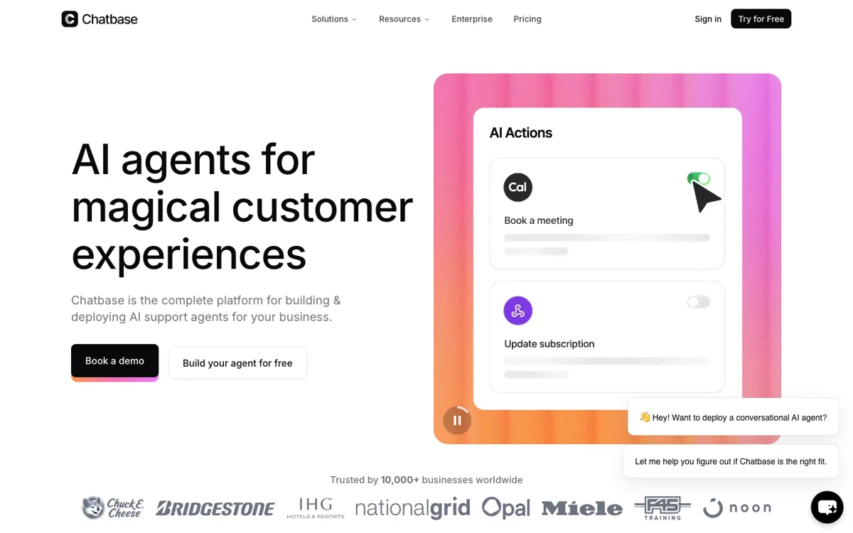 Chatbase official website and landing page preview