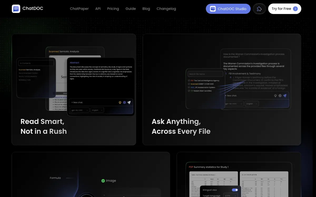 ChatDOC official website and landing page preview