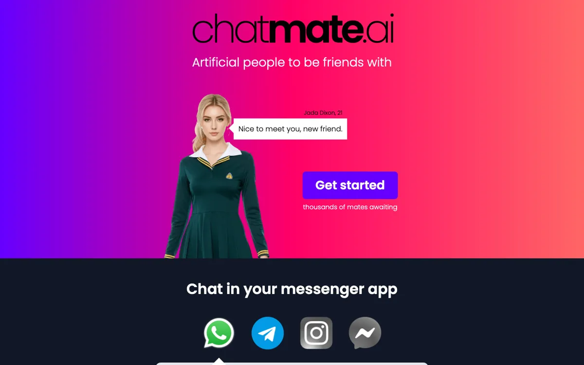 Chatmate AI official website and landing page preview