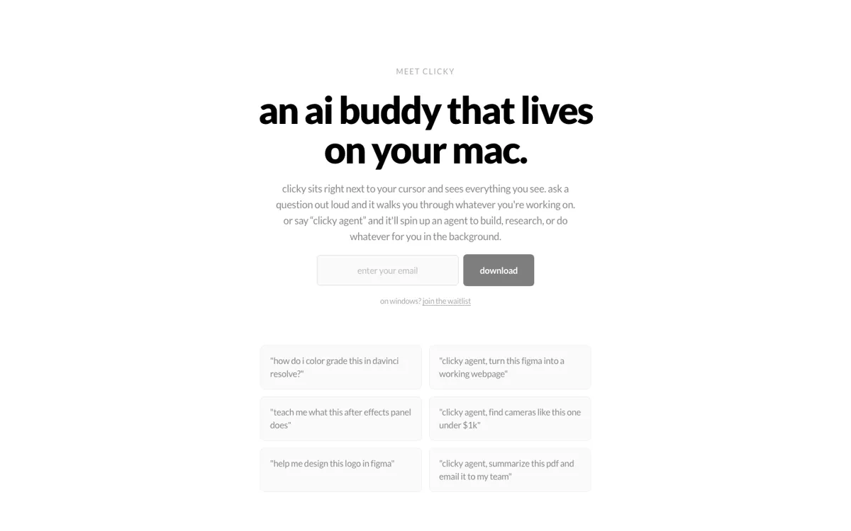 clicky official website and landing page preview