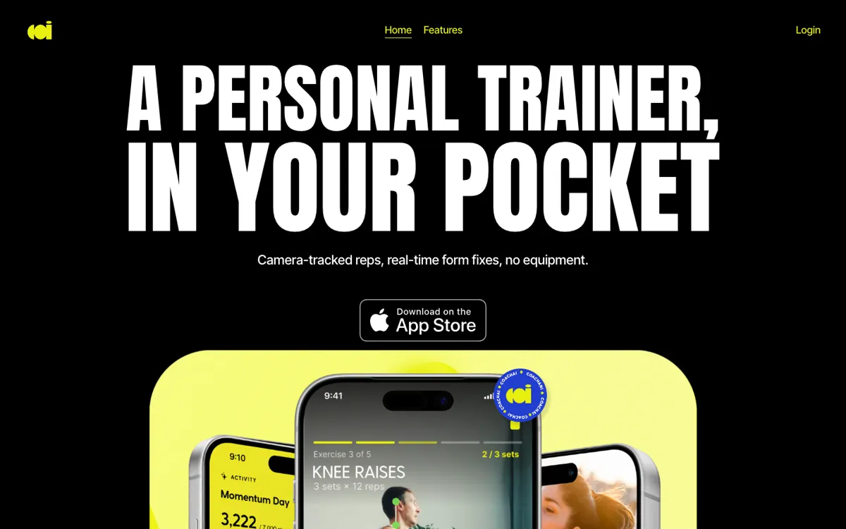 CoachAI official website and landing page preview