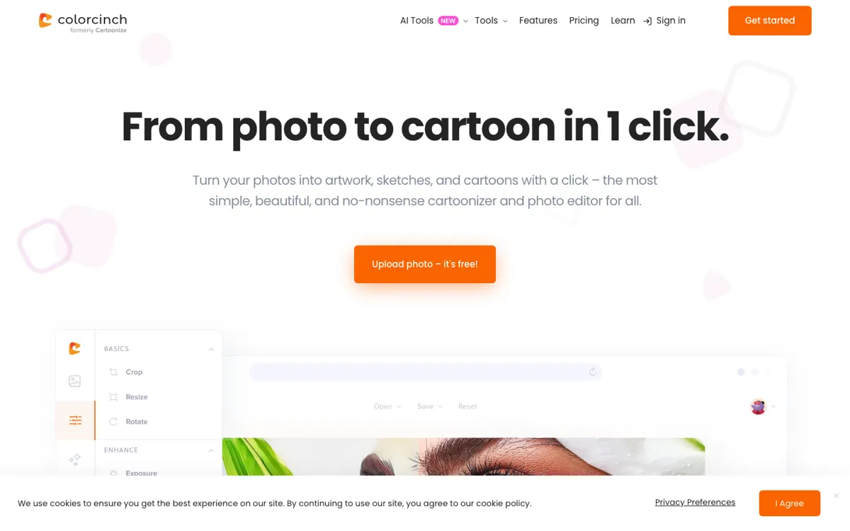 Colorcinch official website and landing page preview