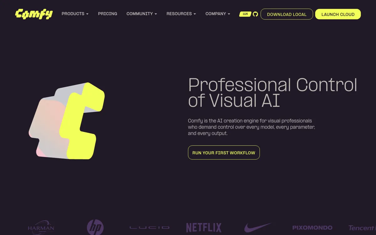 ComfyUI official website and landing page preview