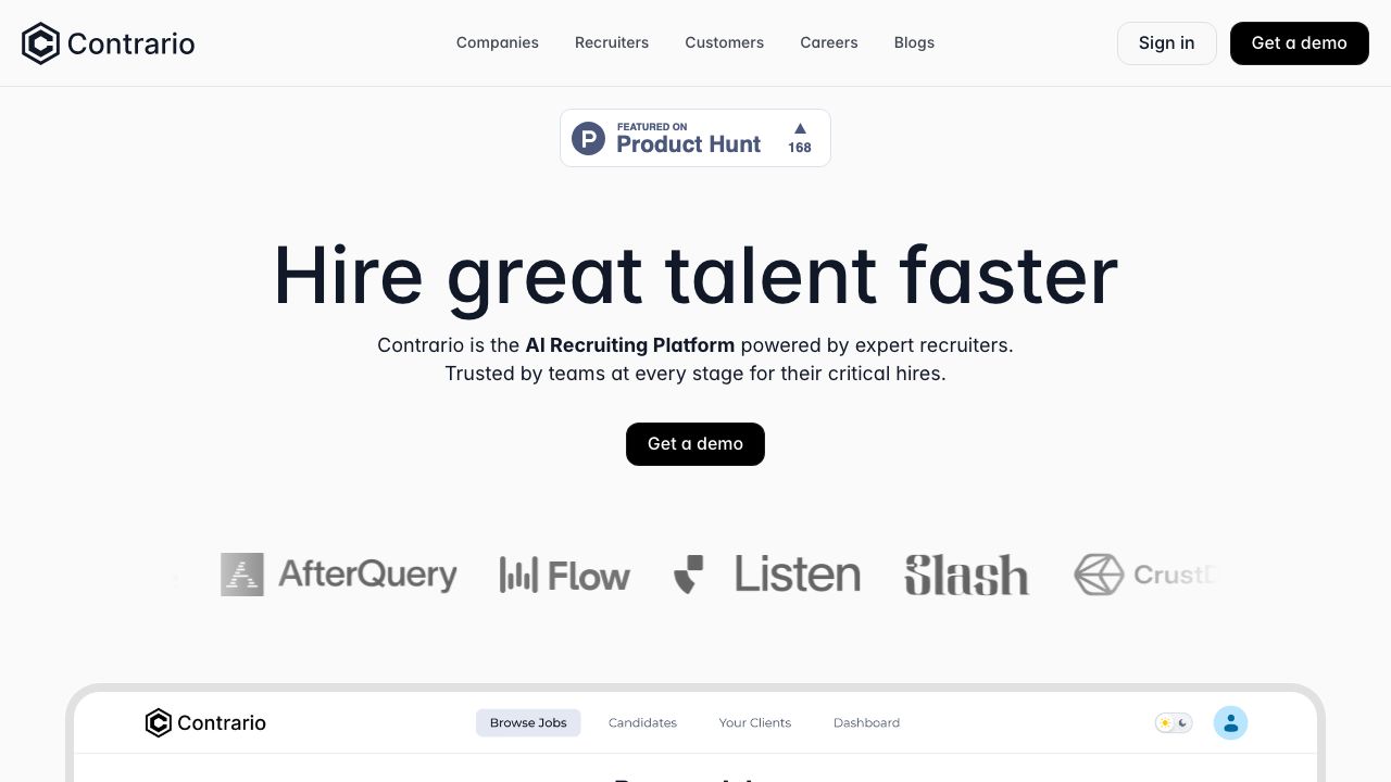 Contrario official website and landing page preview