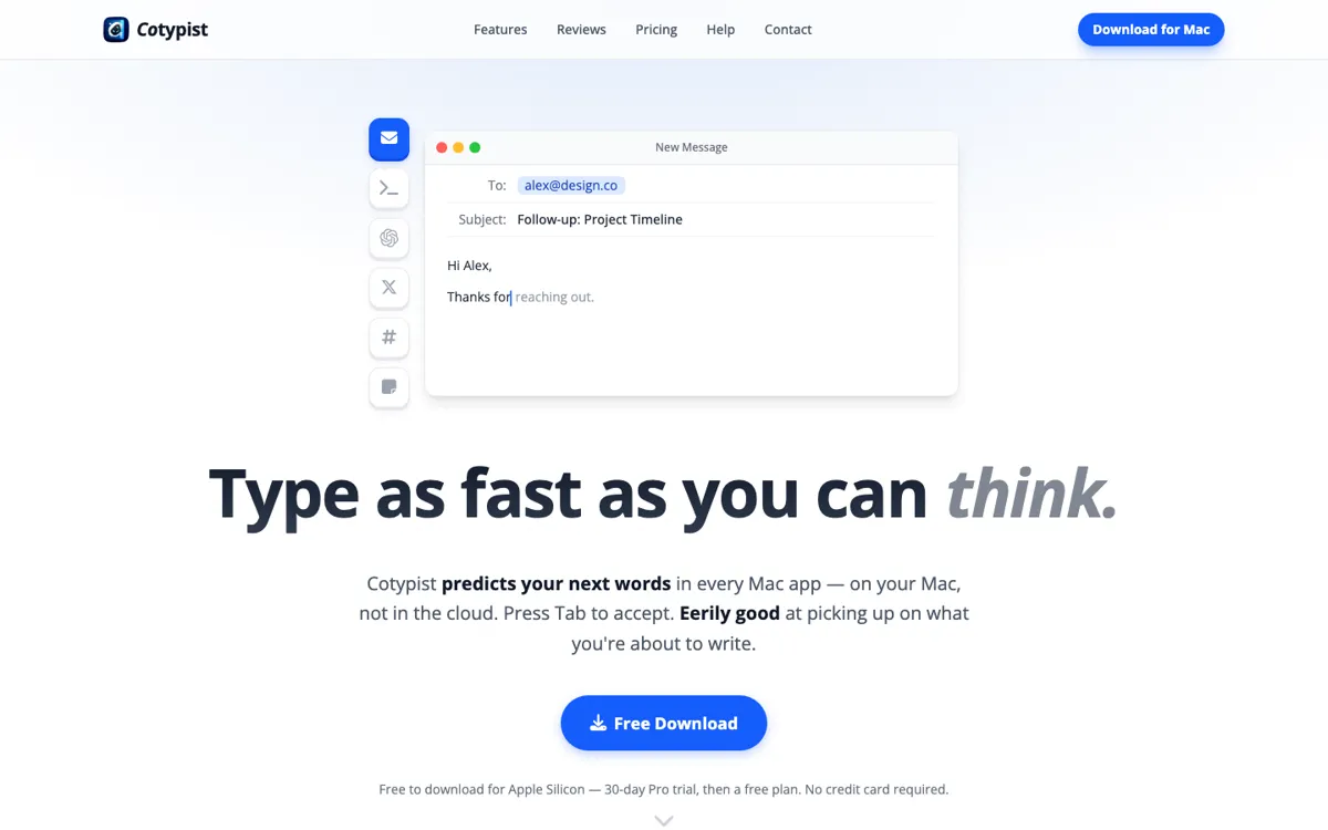 Cotypist official website and landing page preview