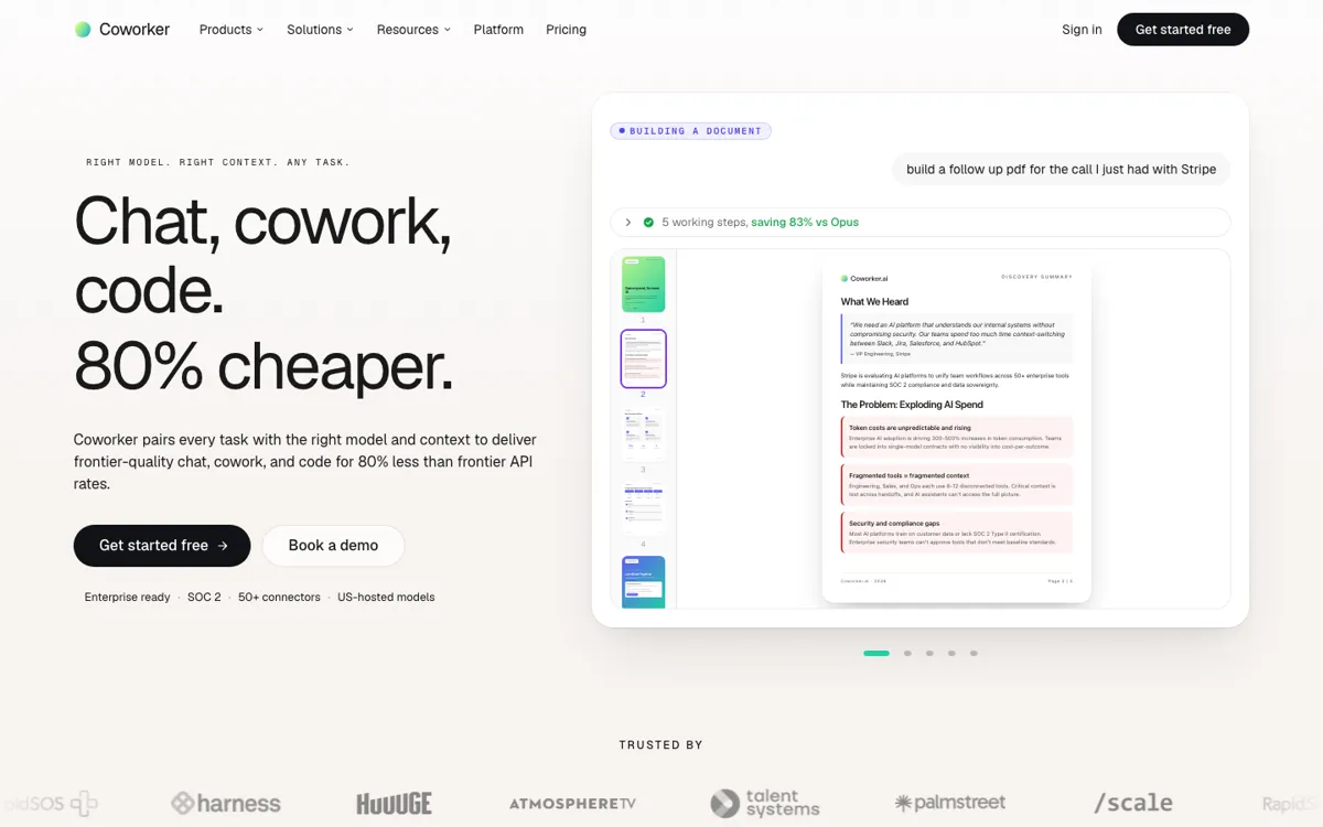 Coworker AI official website and landing page preview