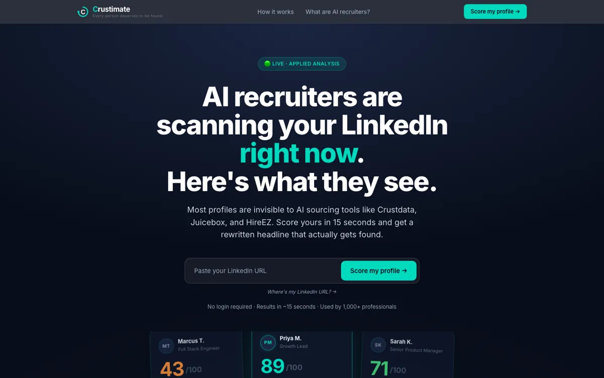 Crustimate official website and landing page preview