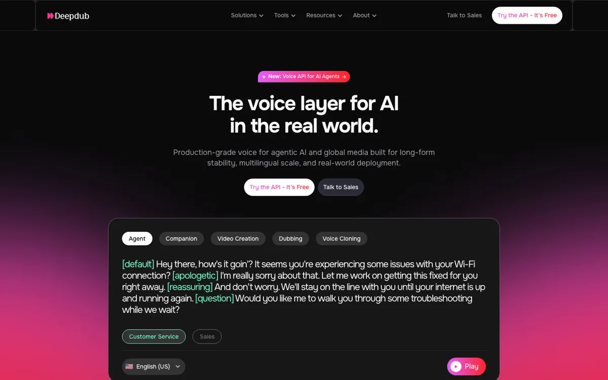 Deepdub official website and landing page preview