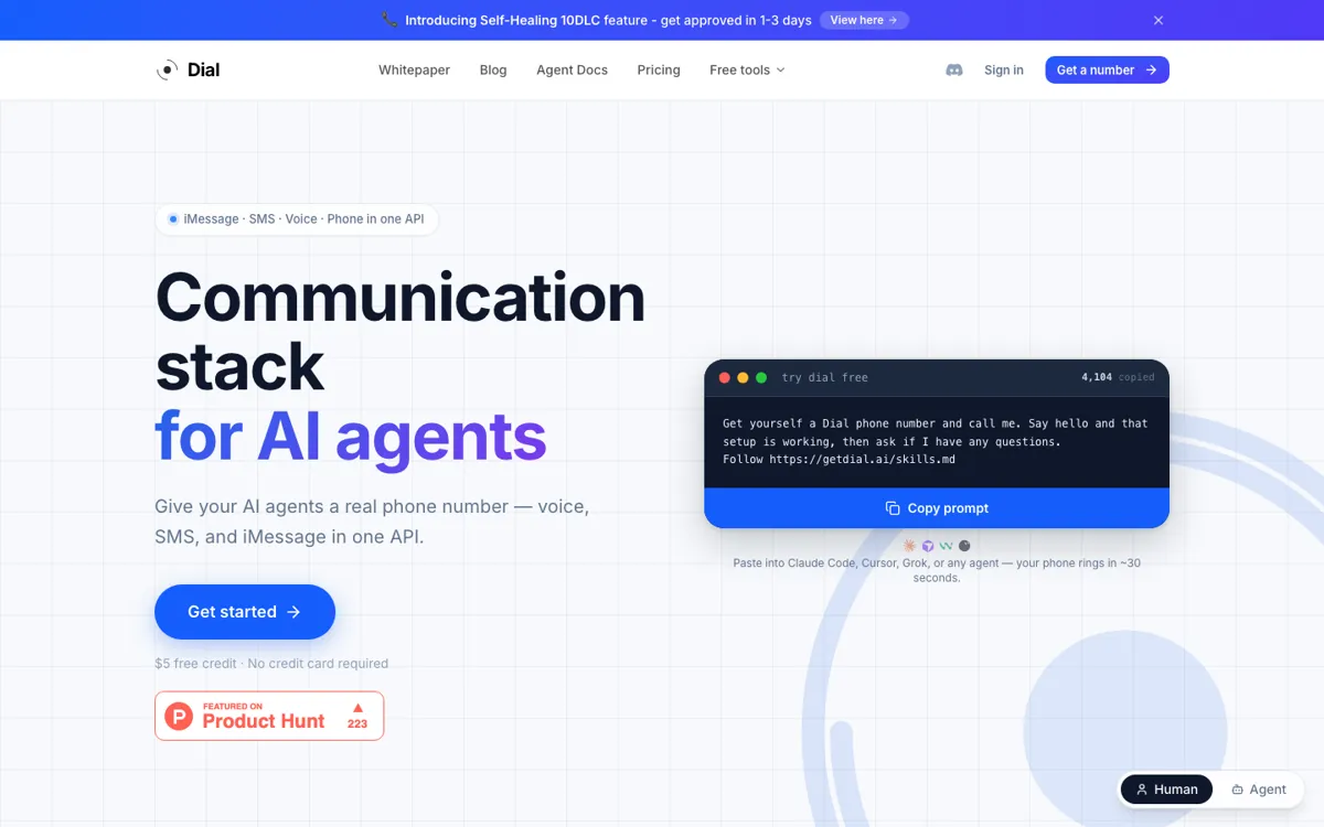 Dial official website and landing page preview