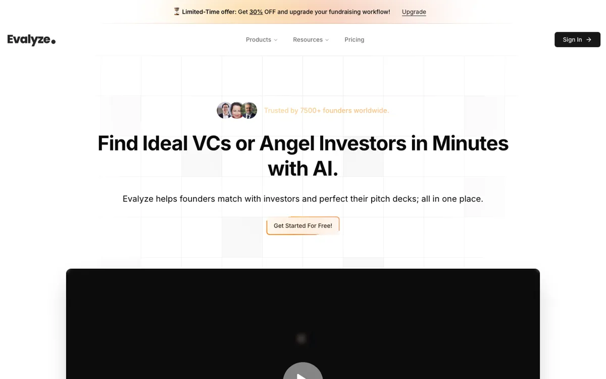 Evalyze official website and landing page preview