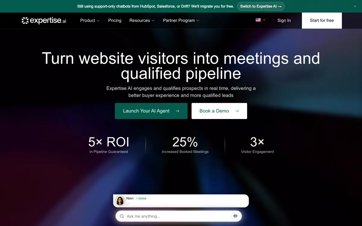Expertise AI official website and landing page preview