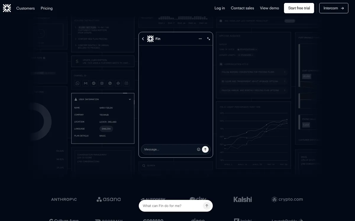 Fin official website and landing page preview