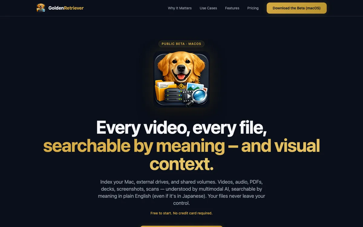 GoldenRetriever.ai official website and landing page preview