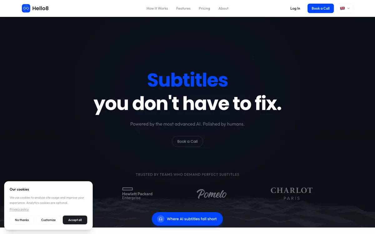 Hello8 official website and landing page preview