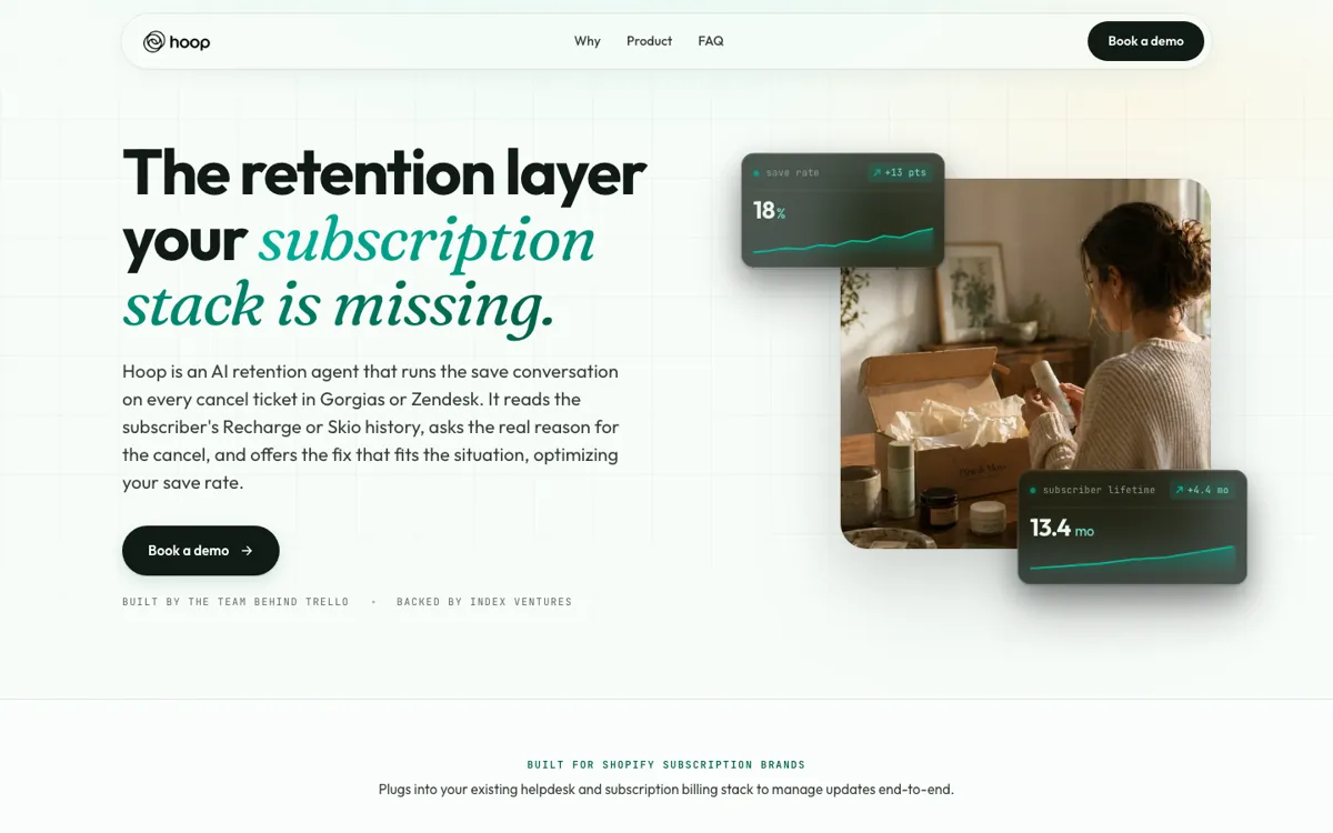 Hoop official website and landing page preview