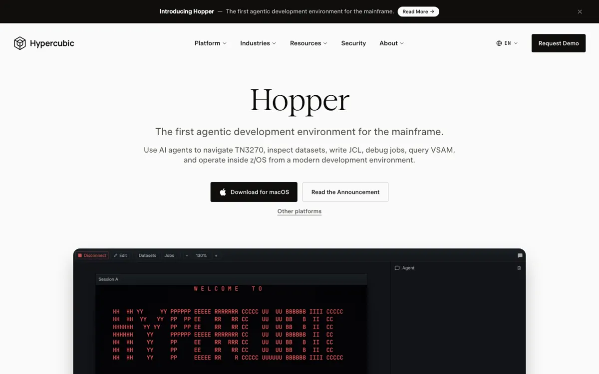 Hopper official website and landing page preview