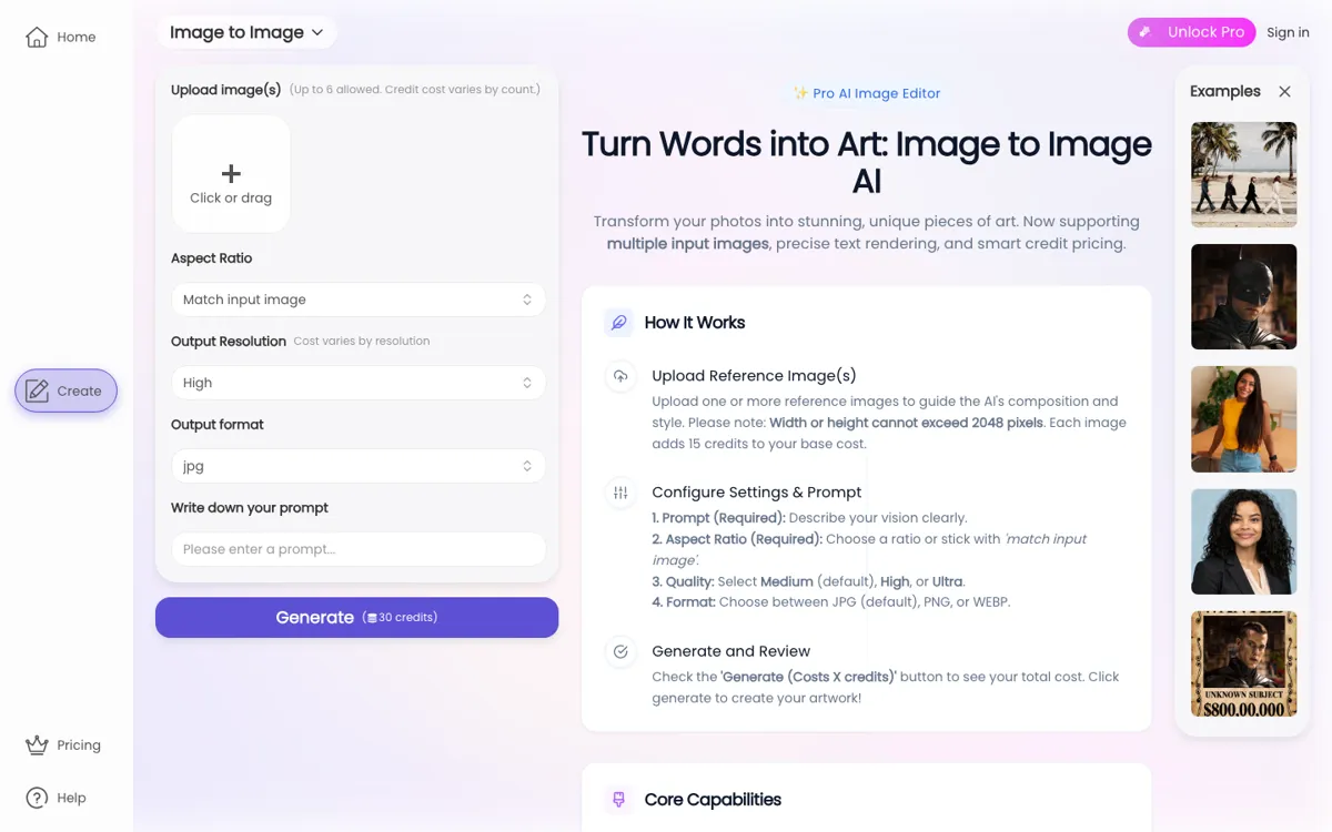 Image to Image AI official website and landing page preview