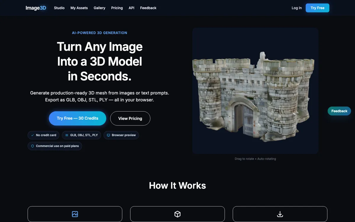 Image3D official website and landing page preview
