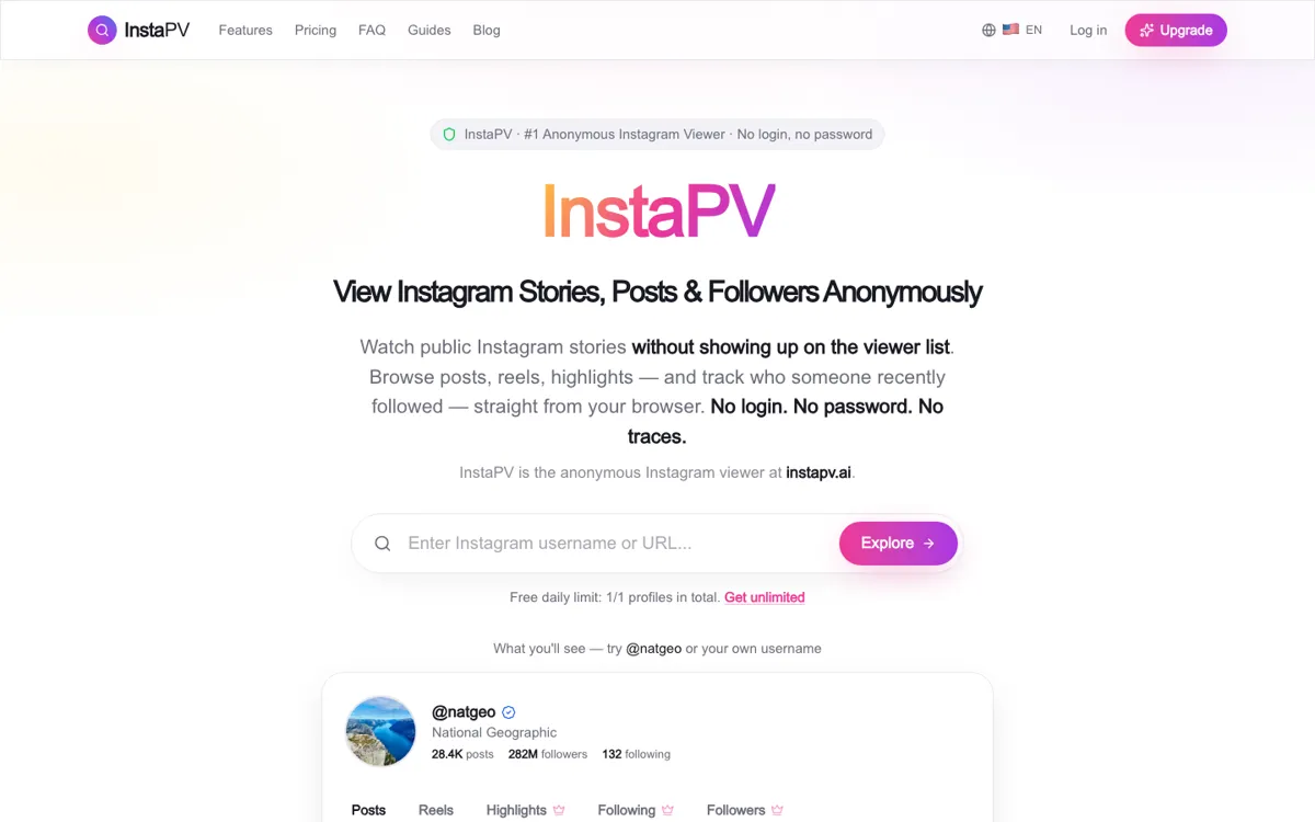 InstaPV official website and landing page preview