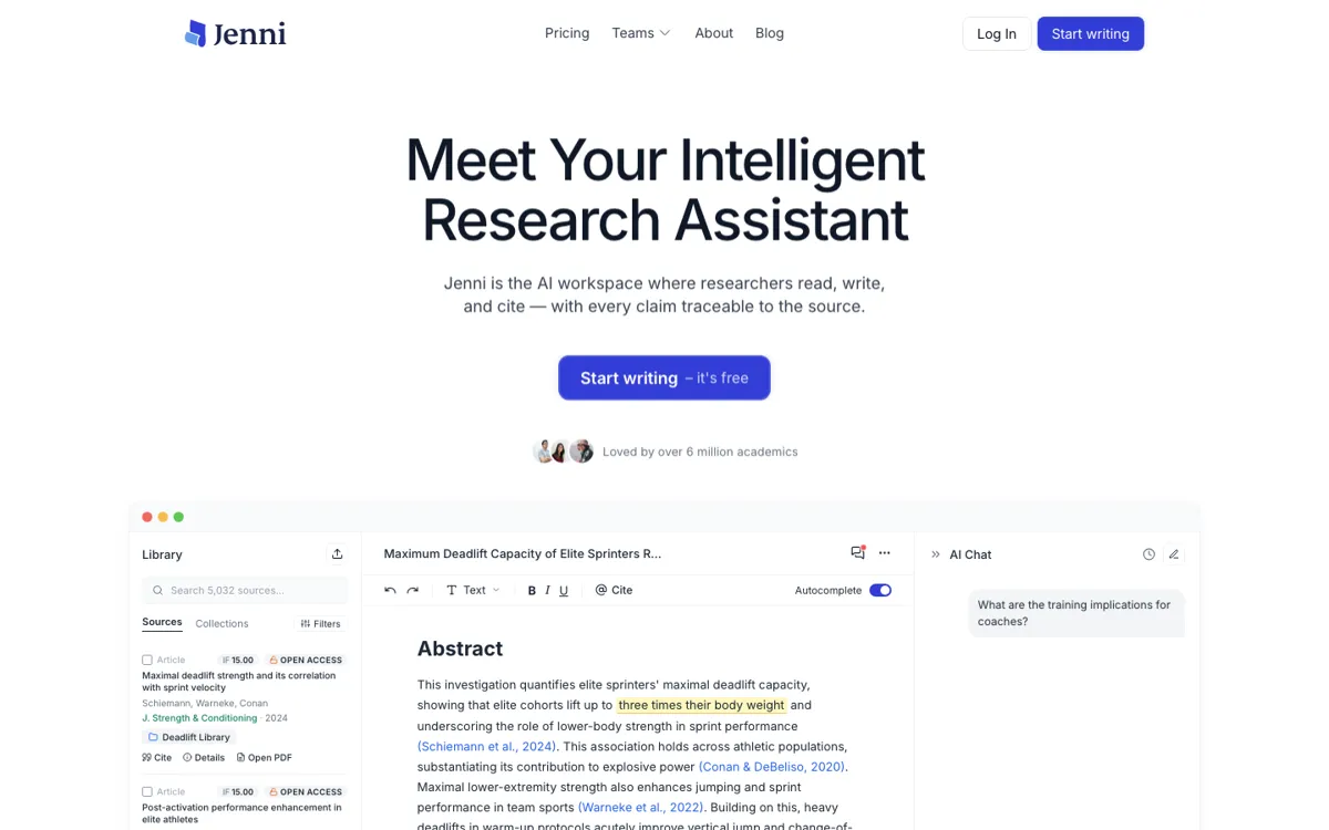 Jenni official website and landing page preview