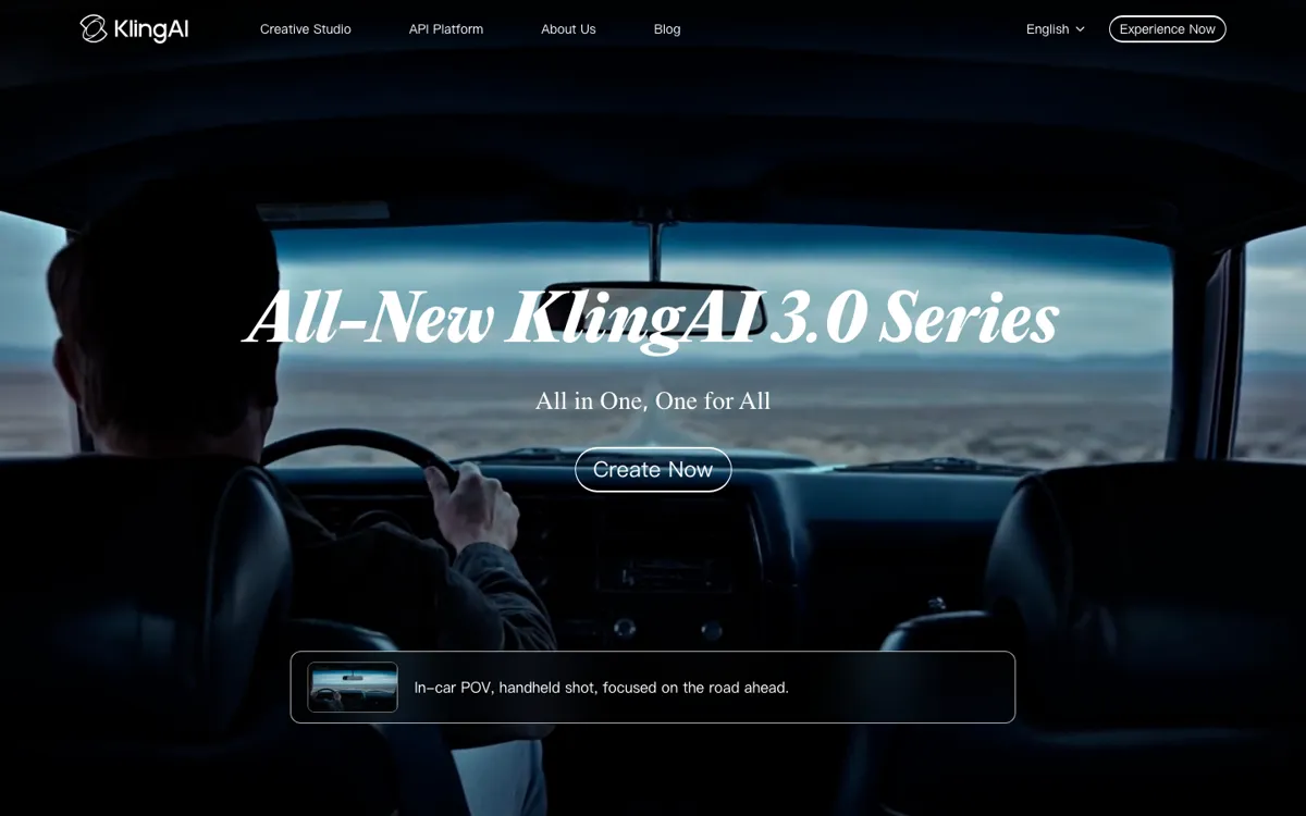 Kling AI official website and landing page preview