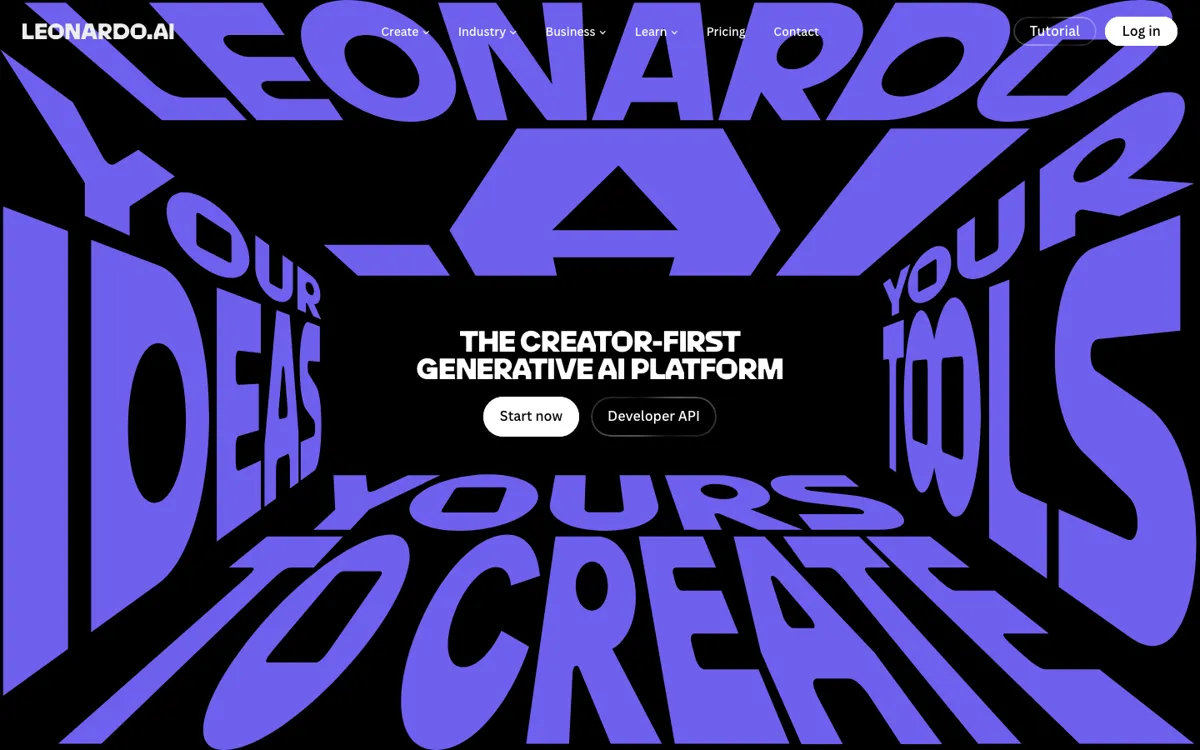 Leonardo AI official website and landing page preview