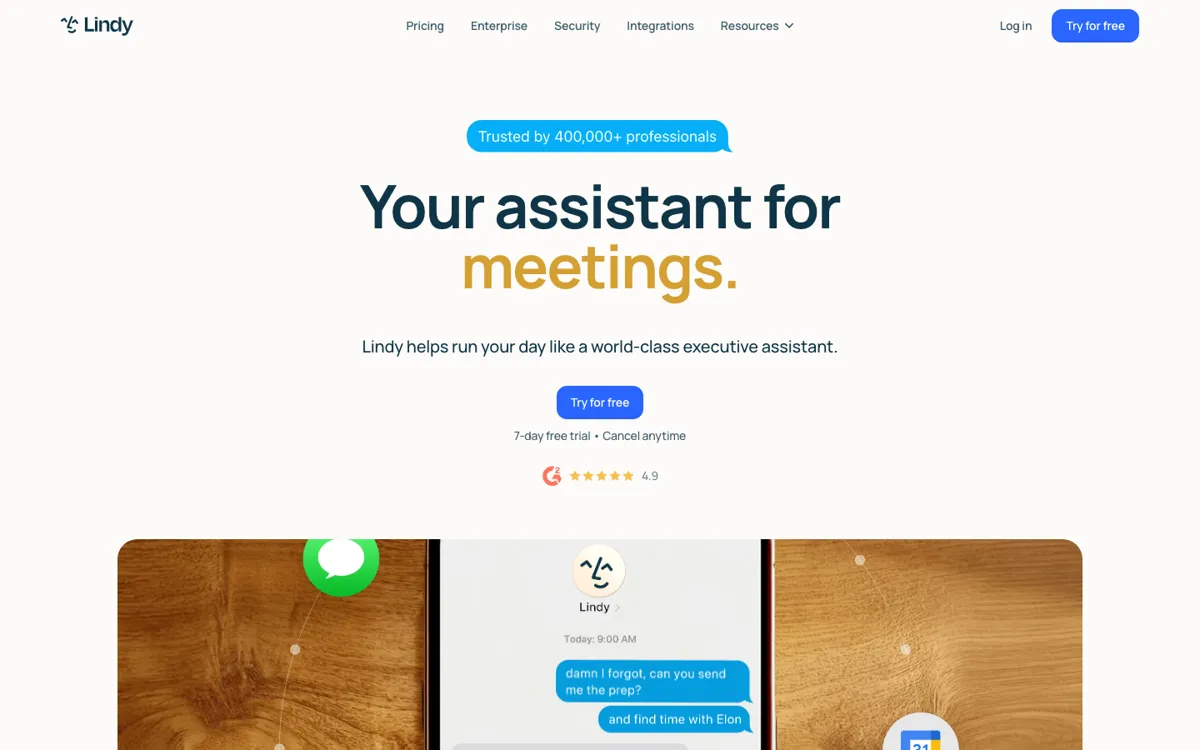 Lindy official website and landing page preview