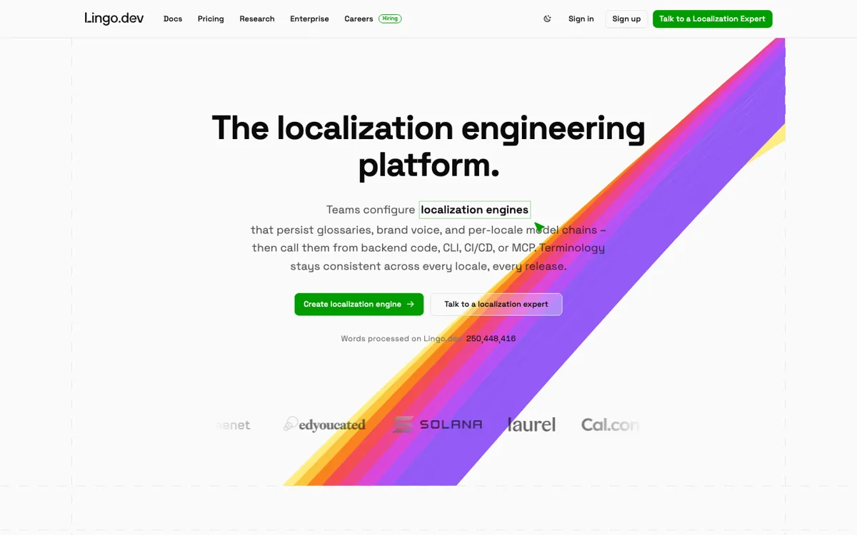 Lingo.dev v1 official website and landing page preview