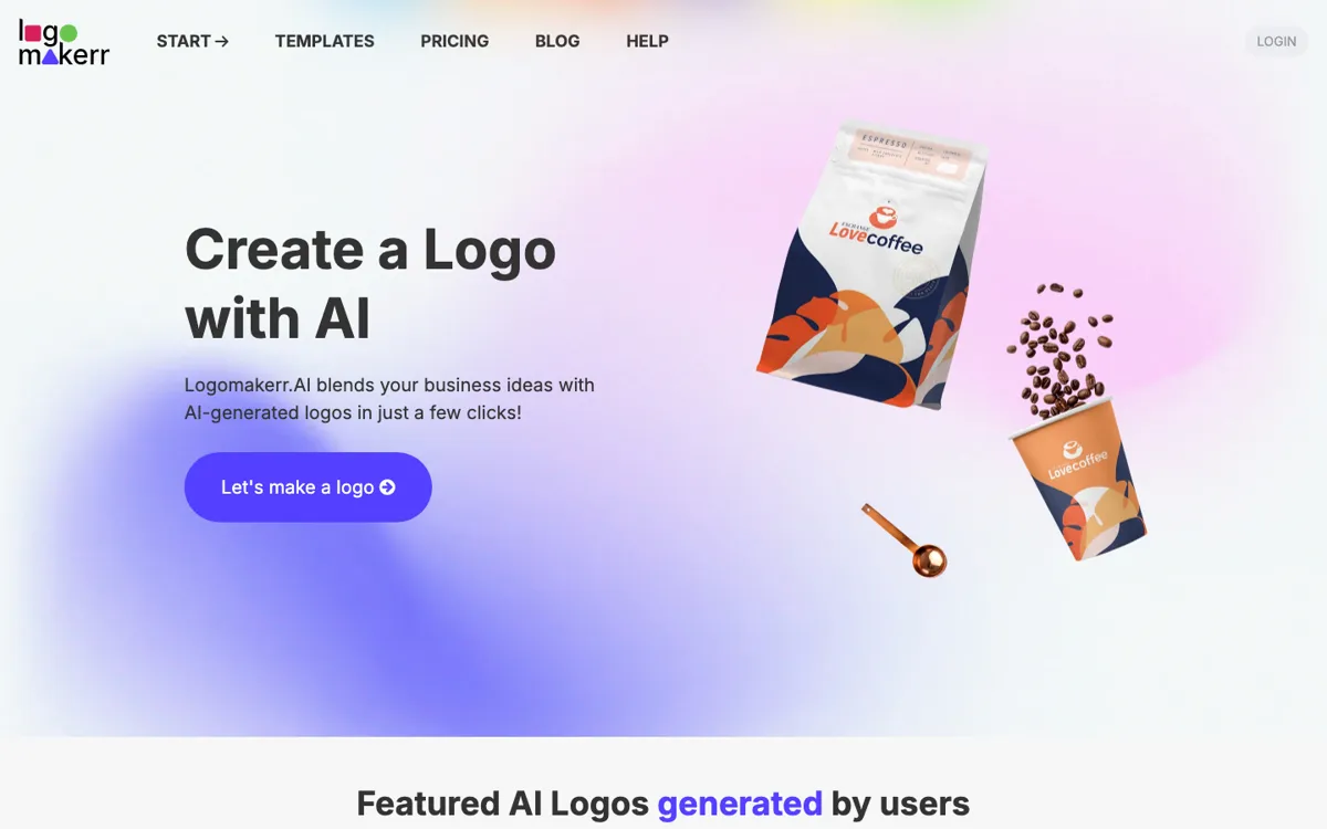 Logomakerr official website and landing page preview