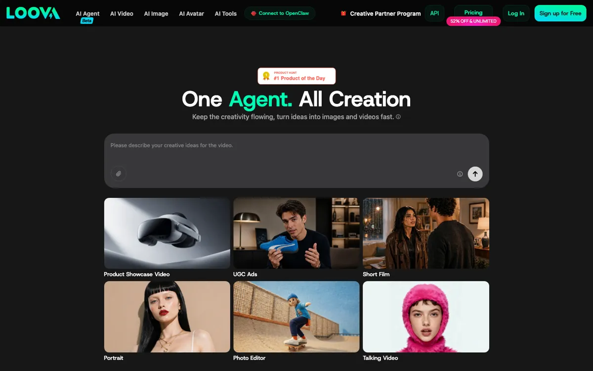 Loova Agents official website and landing page preview