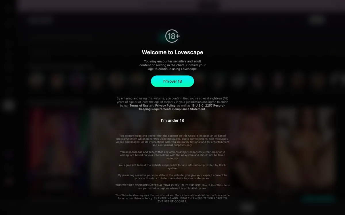 Lovescape official website and landing page preview
