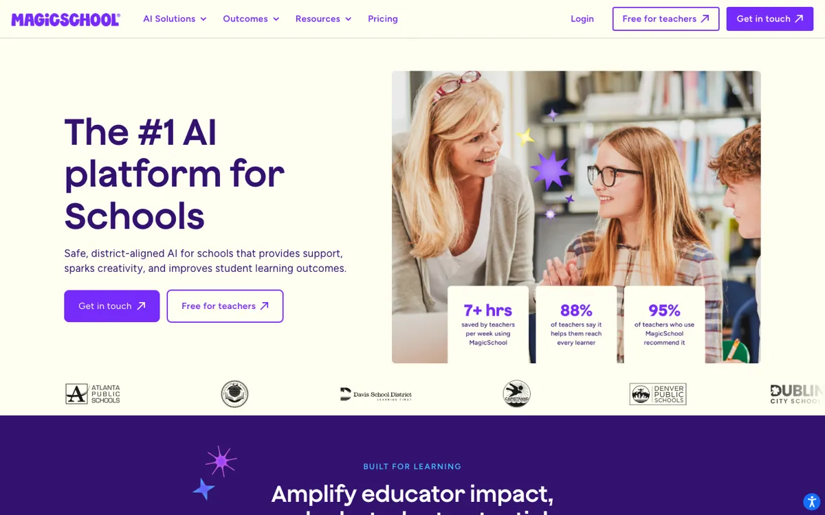 MagicSchool official website and landing page preview