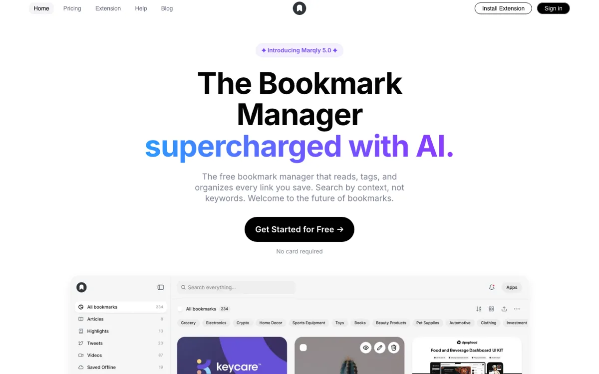 Marqly official website and landing page preview