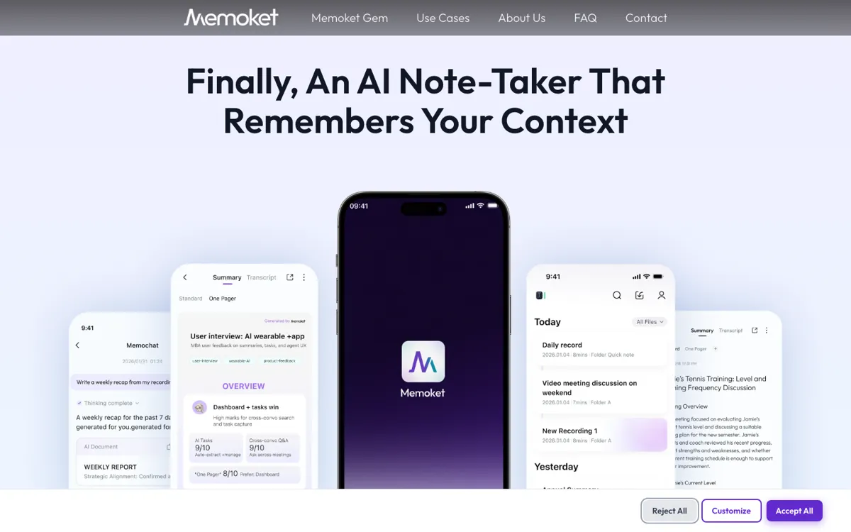 Gem official website and landing page preview