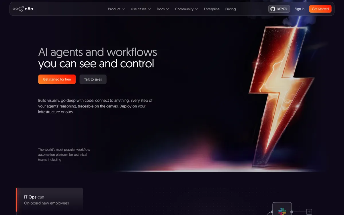 n8n official website and landing page preview