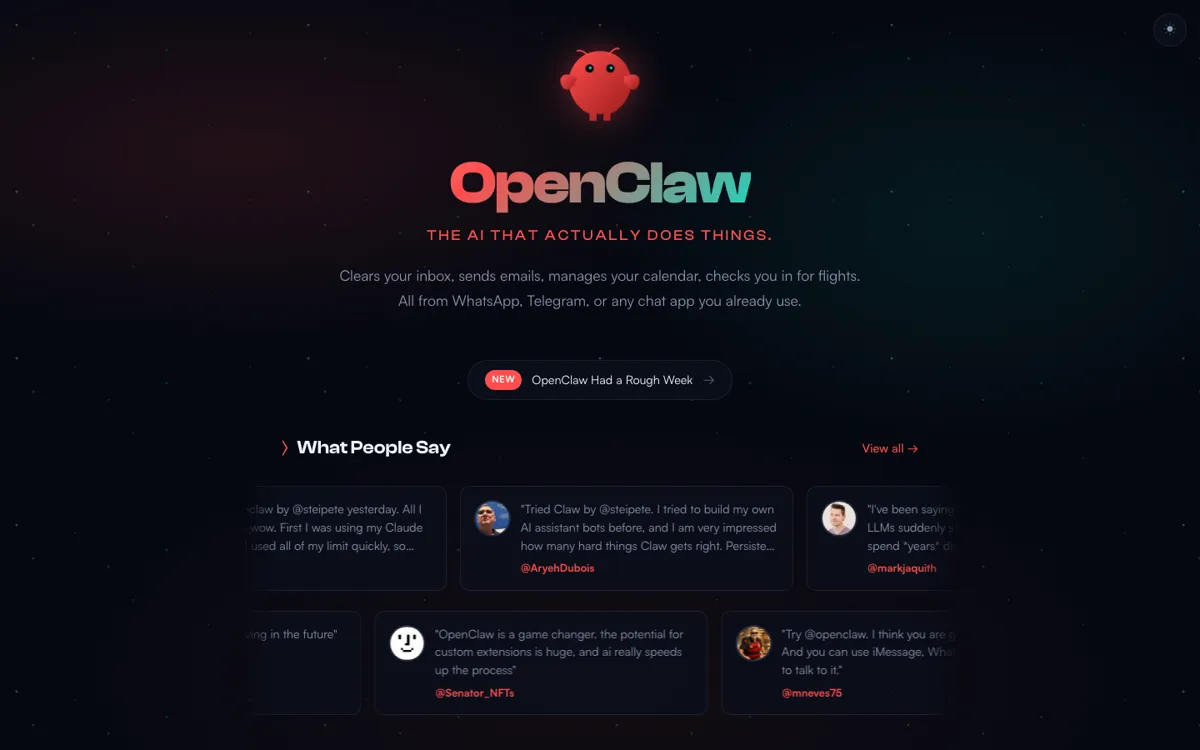 OpenClaw official website and landing page preview