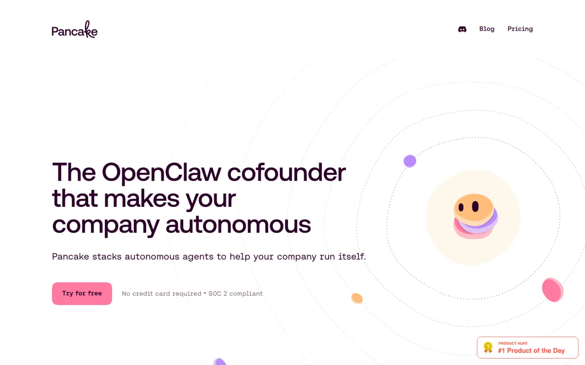 Pancake official website and landing page preview