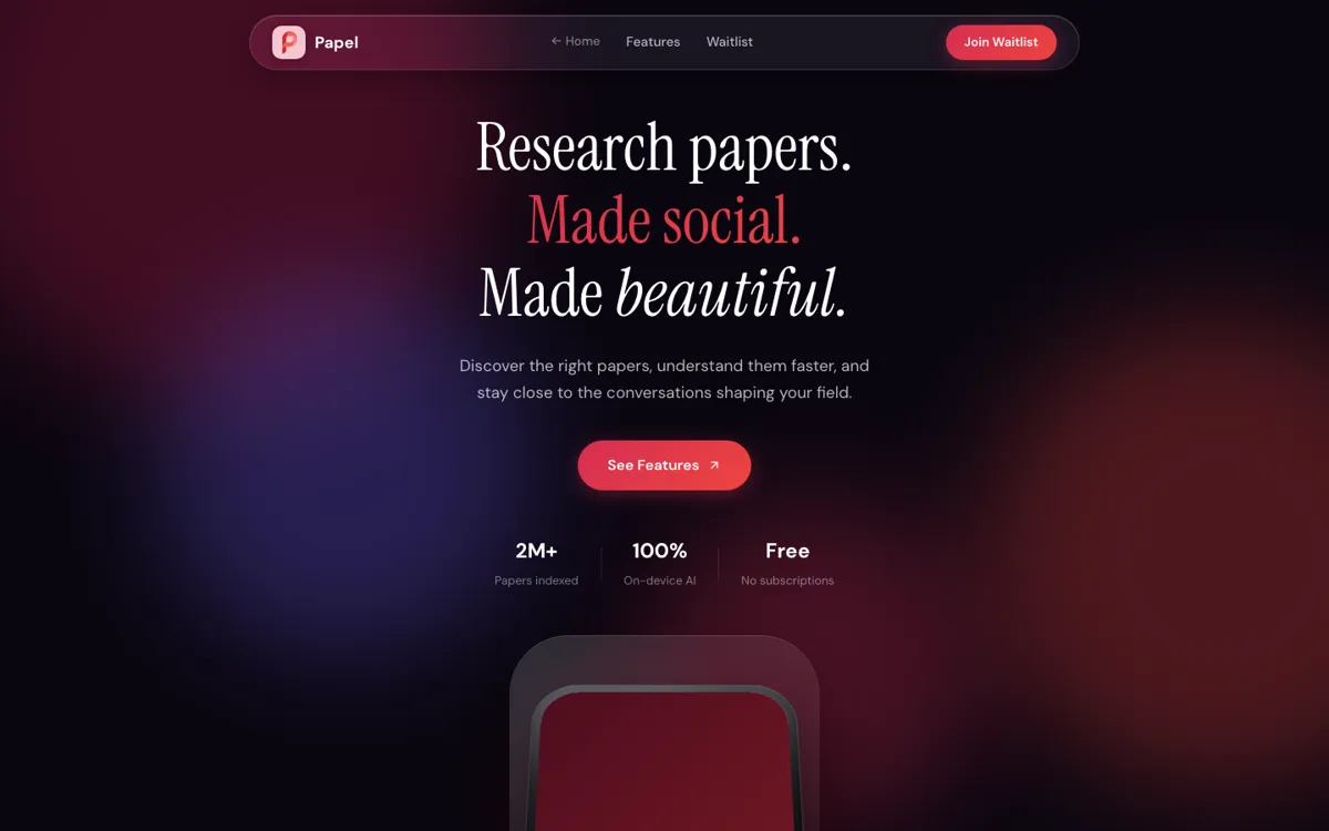 Papel official website and landing page preview
