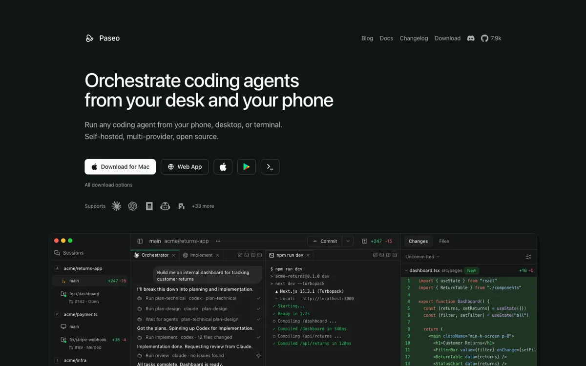 Paseo official website and landing page preview