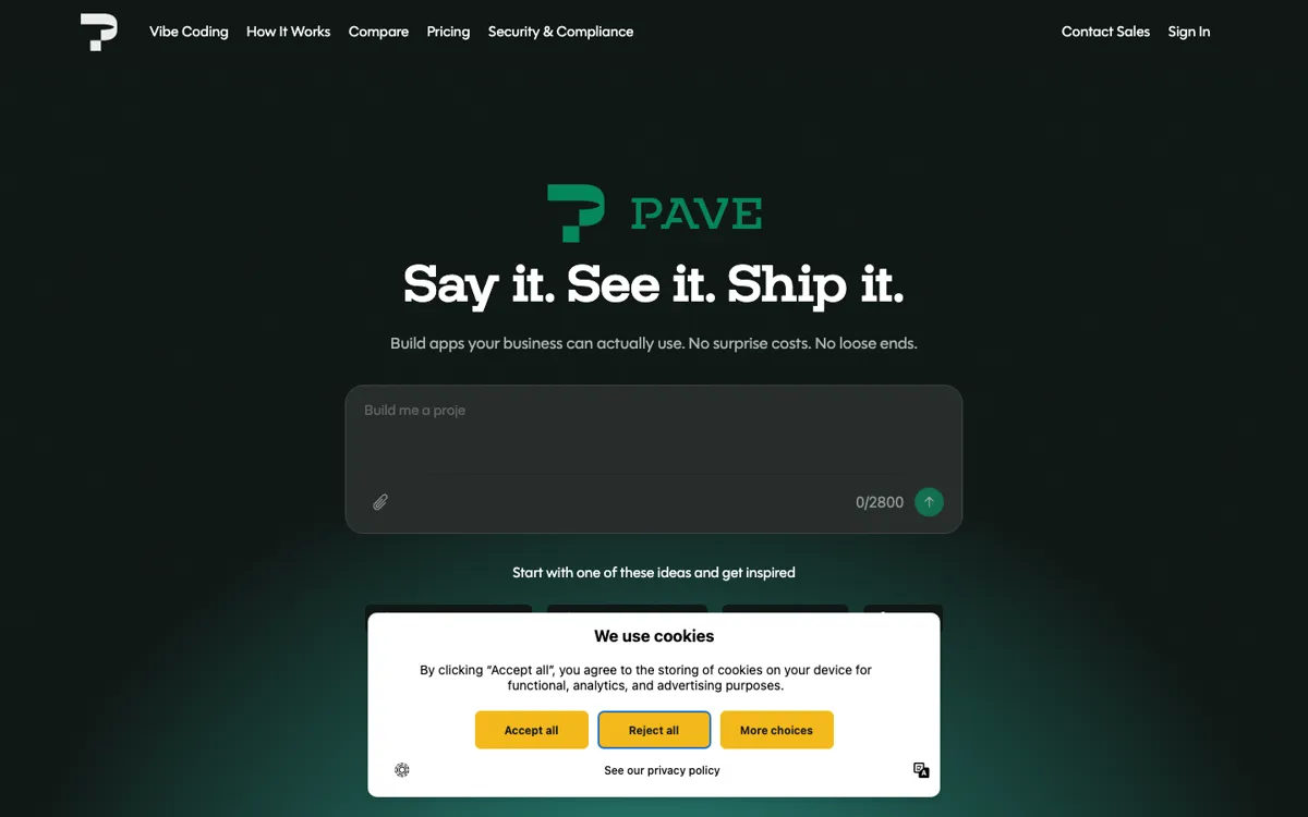 Pave official website and landing page preview